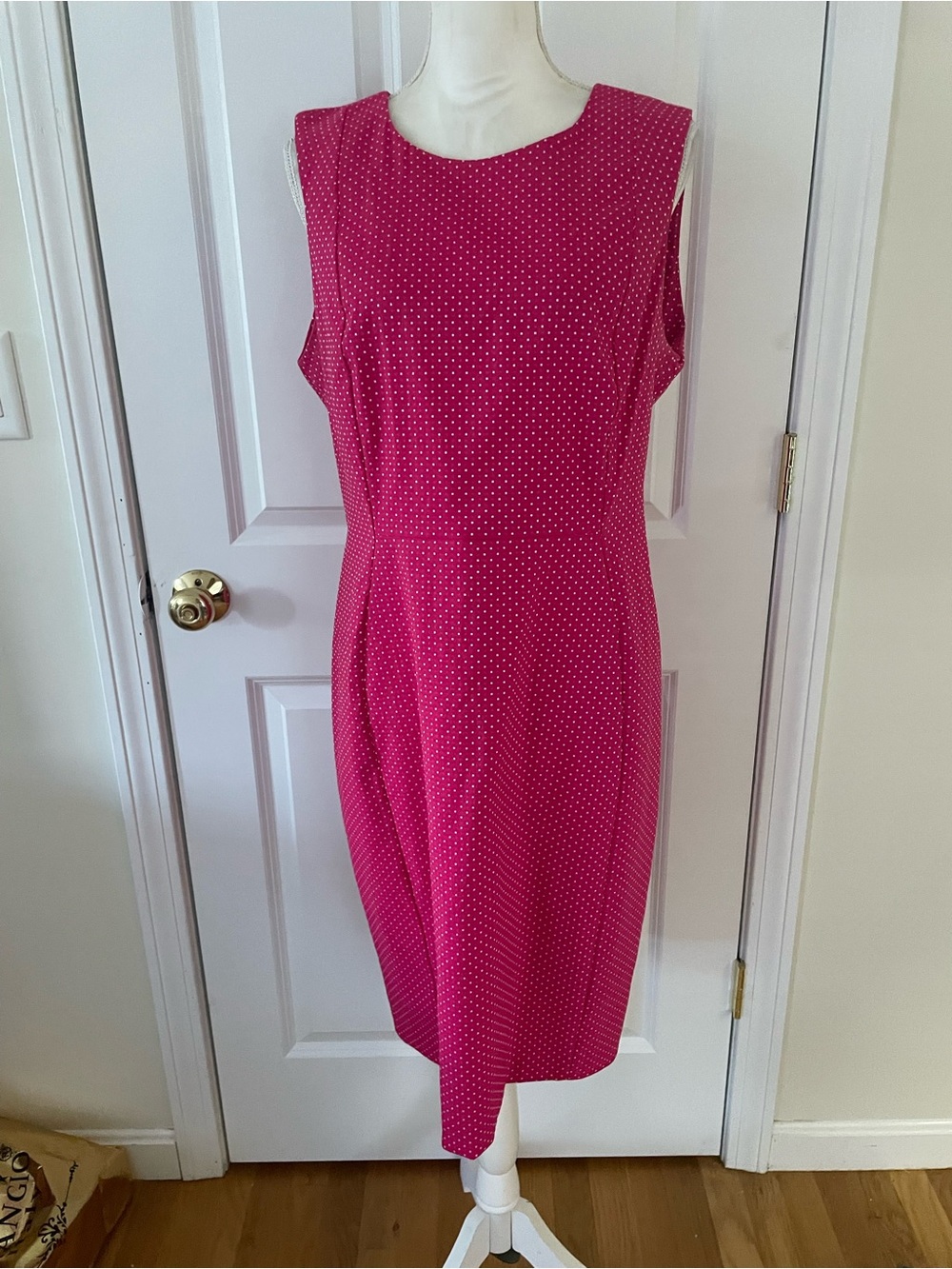 Calvin Klein Hot Pink Polka Dot Sleeveless Midi Dress
